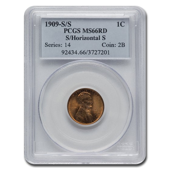 1909-S/S Lincoln Cent MS-66 PCGS (Red, S/Horizontal S) 1909-S/S Lincoln Cent MS-66 PCGS (Red, S/Horizontal S)
