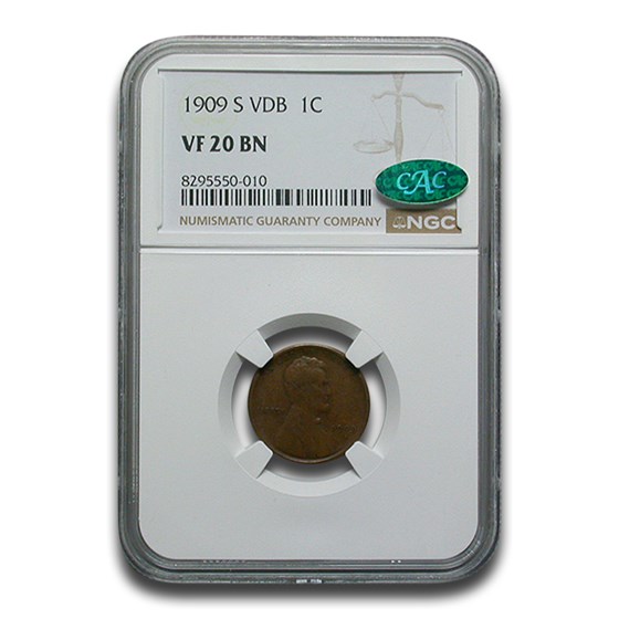 1909-S VBD Lincoln Cent VF-20 NGC CAC (Brown)