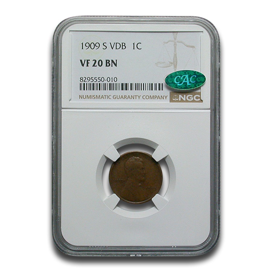 1909-S VBD Lincoln Cent VF-20 NGC CAC (Brown)