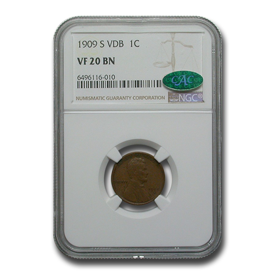 1909-S VBD Lincoln Cent VF-20 NGC CAC (Brown)