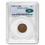 1909-S VDB Lincoln Cent AU-50 PCGS CAC