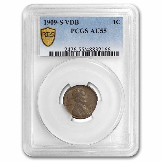 1909-S VDB Lincoln Cent AU-55 PCGS 1909-S VDB Lincoln Cent AU-55 PCGS