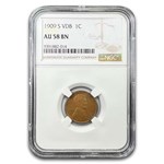 1909-S VDB Lincoln Cent AU-58 NGC (Brown)