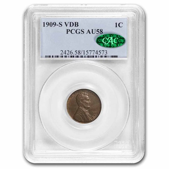 1909-S VDB Lincoln Cent AU-58 PCGS CAC 1909-S VDB Lincoln Cent AU-58 PCGS CAC