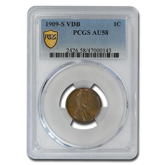 1909-S VDB Lincoln Cent AU-58 PCGS 1909-S VDB Lincoln Cent AU-58 PCGS