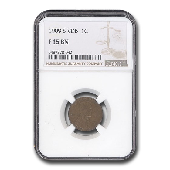 1909-S VDB Lincoln Cent Fine-15 NGC 1909-S VDB Lincoln Cent Fine-15 NGC