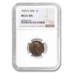 1909-S VDB Lincoln Cent MS-61 NGC (Brown)