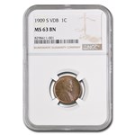 1909-S VDB Lincoln Cent MS-63 NGC (Brown)