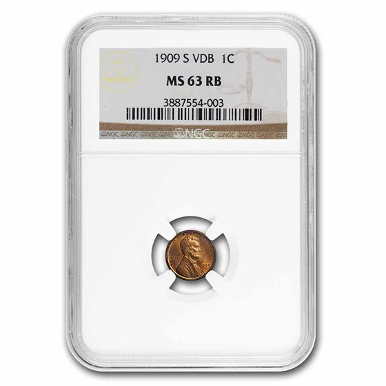 1909-S VDB Lincoln Cent MS-63 NGC (Red/Brown)