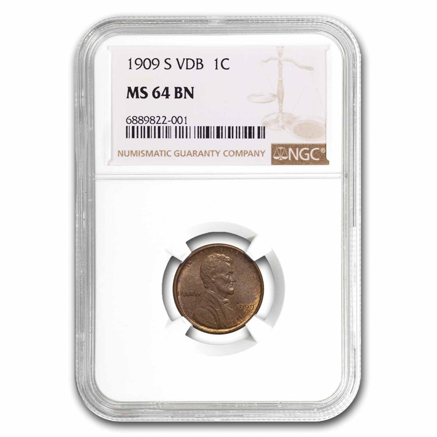 1909-S VDB Lincoln Cent MS-64 NGC (Brown)