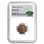 1909-S VDB Lincoln Cent MS-64 NGC CAC (Red/Brown)
