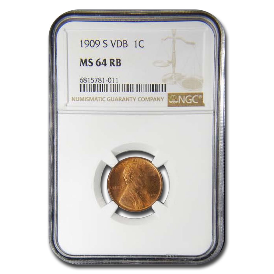 1909-S VDB Lincoln Cent MS-64 NGC (Red/Brown)