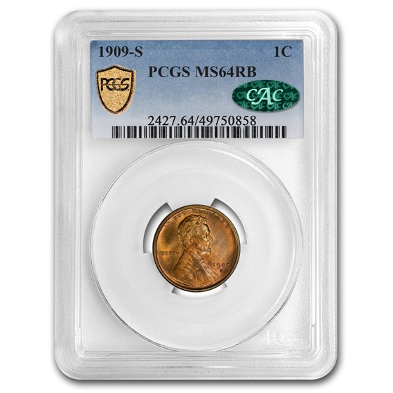 1909-S VDB Lincoln Cent MS-64 PCGS CAC (Red/Brown) 1909-S VDB Lincoln Cent MS-64 PCGS CAC (Red/Brown)