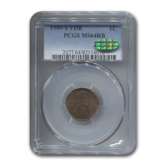 1909-S VDB Lincoln Cent MS-64 PCGS CAC (Red/Brown) 1909-S VDB Lincoln Cent MS-64 PCGS CAC (Red/Brown)
