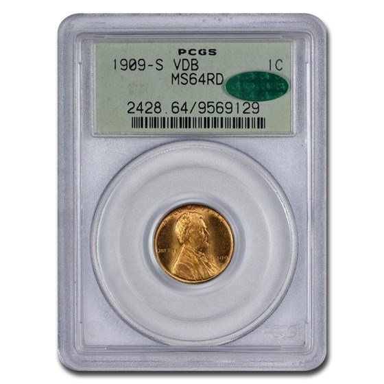 1909-S VDB Lincoln Cent MS-64 PCGS CAC (Red) 1909-S VDB Lincoln Cent MS-64 PCGS CAC (Red)