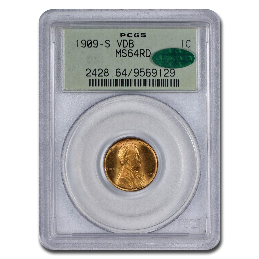 1909-S VDB Lincoln Cent MS-64 PCGS CAC (Red)