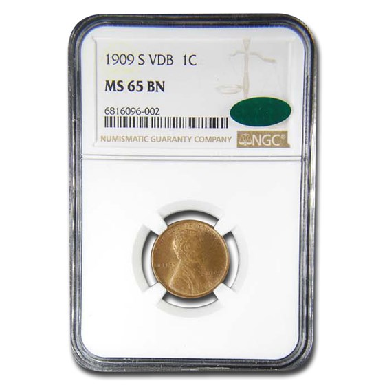 1909-S VDB Lincoln Cent MS-65 NGC CAC (Brown)
