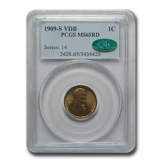 1909-S VDB Lincoln Cent MS-65 PCGS CAC (Red) 1909-S VDB Lincoln Cent MS-65 PCGS CAC (Red)