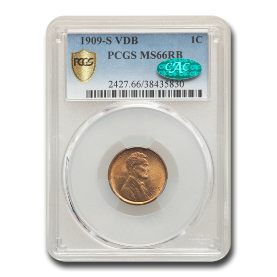 1909-S VDB Lincoln Cent MS-66 PCGS CAC (Red/Brown) 1909-S VDB Lincoln Cent MS-66 PCGS CAC (Red/Brown)