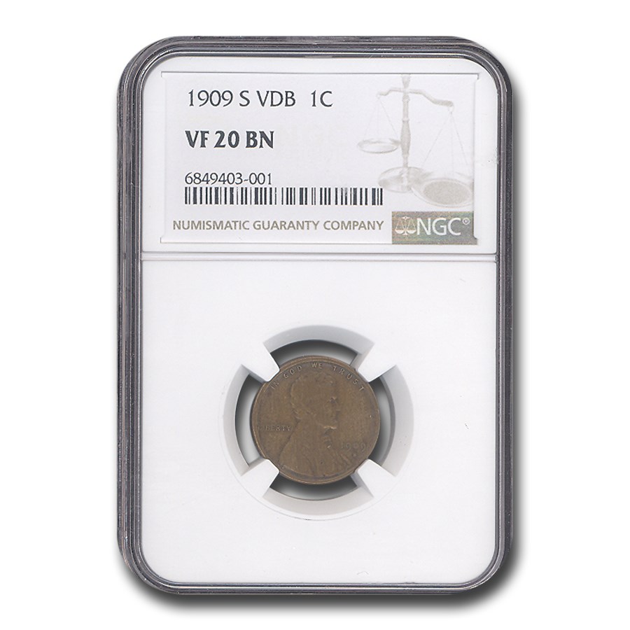 1909-S VDB Lincoln Cent VF-20 NGC (Brown)