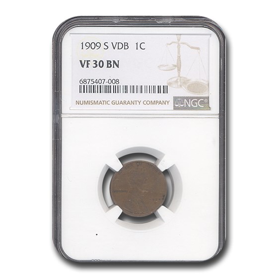 1909-S VDB Lincoln Cent VF-30 NGC (Brown) 1909-S VDB Lincoln Cent VF-30 NGC (Brown)