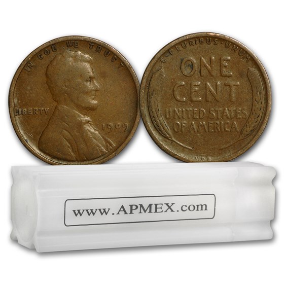 1909 VDB Lincoln Cent 50-Coin Roll Good/VF 1909 VDB Lincoln Cent 50-Coin Roll Good/VF