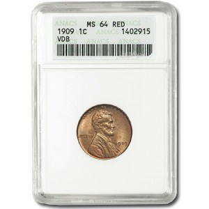 1909 VDB Lincoln Cent MS-64 ANACS (Red) 1909 VDB Lincoln Cent MS-64 ANACS (Red)