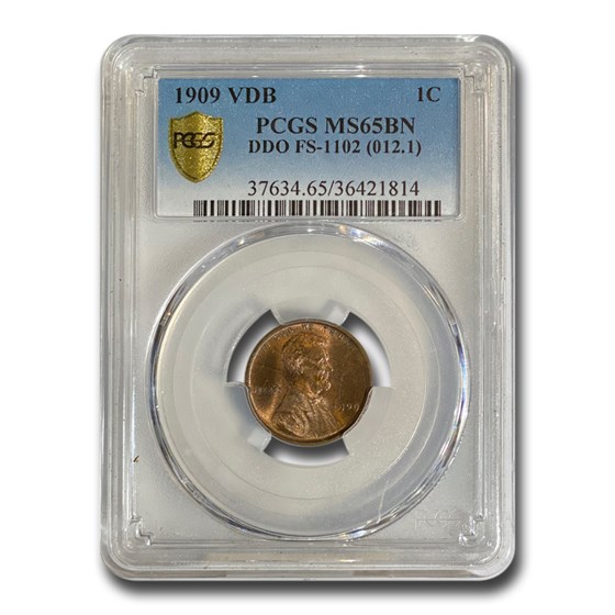 1909 VDB Lincoln Cent MS-65 PCGS (Brown, DDO FS-1102) (012.1) 1909 VDB Lincoln Cent MS-65 PCGS (Brown, DDO FS-1102) (012.1)