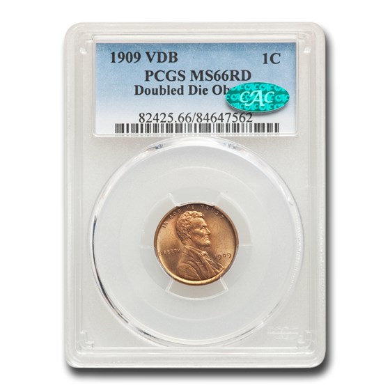1909 VDB Lincoln Cent MS-66 PCGS CAC (Red, Doubled Die Obverse) 1909 VDB Lincoln Cent MS-66 PCGS CAC (Red, Doubled Die Obverse)