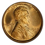 1909 VDB Lincoln Cent MS-66+ PCGS CAC (Red)