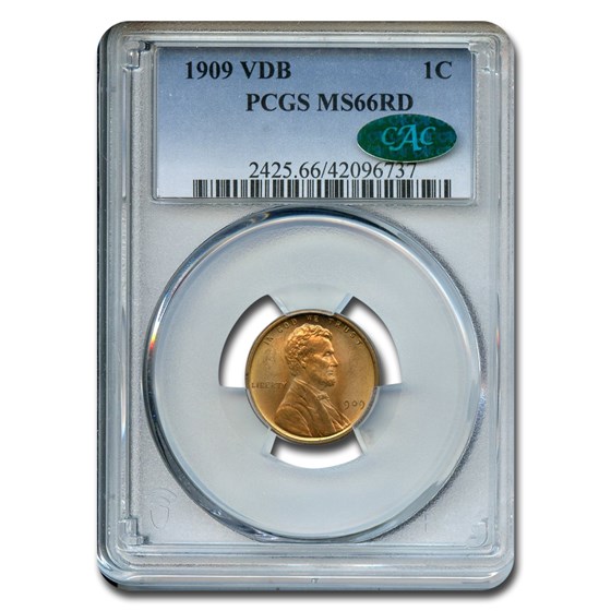1909 VDB Lincoln Cent MS-66 PCGS CAC (Red)