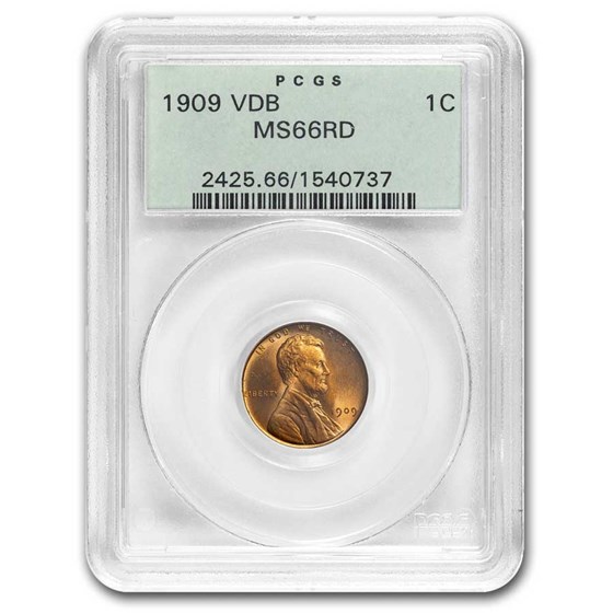 1909 VDB Lincoln Cent MS-66 PCGS (Red, Green Label) 1909 VDB Lincoln Cent MS-66 PCGS (Red, Green Label)