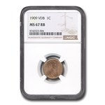 1909 VDB Lincoln Cent MS-67 NGC (Red/Brown)