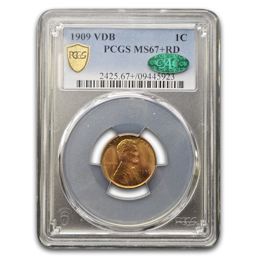 1909 VDB Lincoln Cent MS-67+ PCGS CAC (Red)