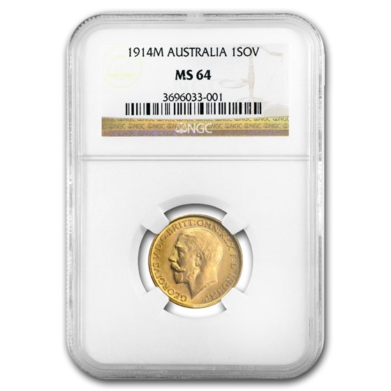 1910-1936 Australia Gold Sovereign George V MS-64 PCGS/NGC 1910-1936 Australia Gold Sovereign George V MS-64 PCGS/NGC