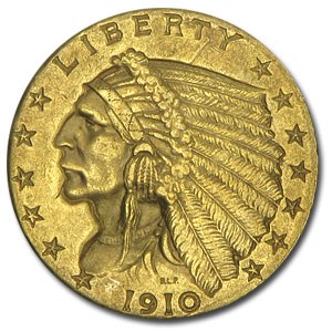 1910 $2.50 Indian Gold Quarter Eagle AU 1910 $2.50 Indian Gold Quarter Eagle AU