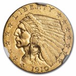 1910 $2.50 Indian Gold Quarter Eagle MS-61 NGC