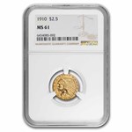 1910 $2.50 Indian Gold Quarter Eagle MS-61 NGC