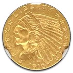 1910 $2.50 Indian Gold Quarter Eagle MS-62 NGC
