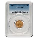1910 $2.50 Indian Gold Quarter Eagle MS-63 PCGS