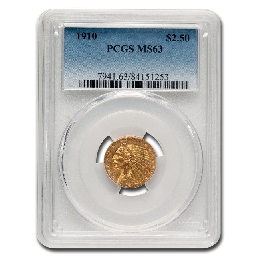 1910 $2.50 Indian Gold Quarter Eagle MS-63 PCGS