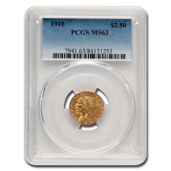 1910 $2.50 Indian Gold Quarter Eagle MS-63 PCGS 1910 $2.50 Indian Gold Quarter Eagle MS-63 PCGS