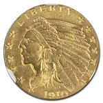 1910 $2.50 Indian Gold Quarter Eagle MS-64 NGC