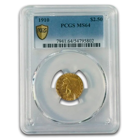 1910 $2.50 Indian Gold Quarter Eagle MS-64 PCGS