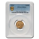 1910 $2.50 Indian Gold Quarter Eagle MS-64 PCGS