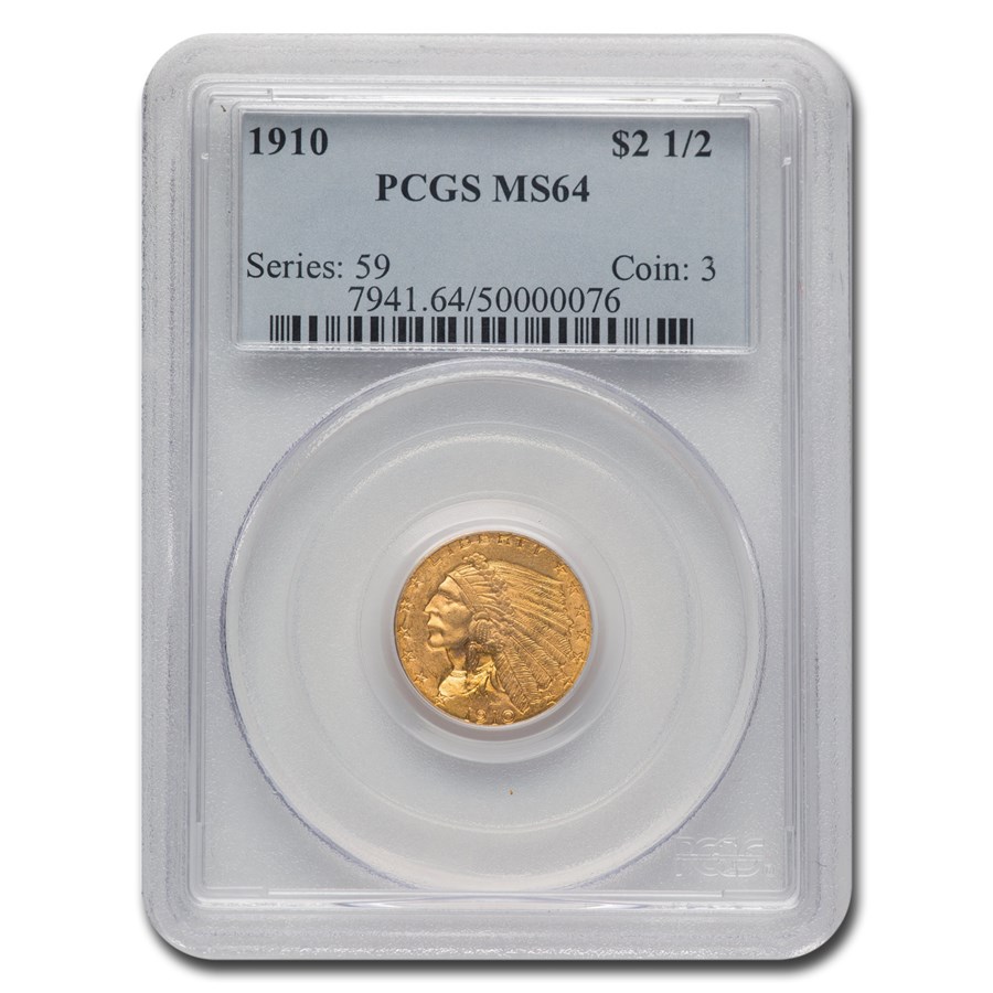 1910 $2.50 Indian Gold Quarter Eagle MS-64 PCGS