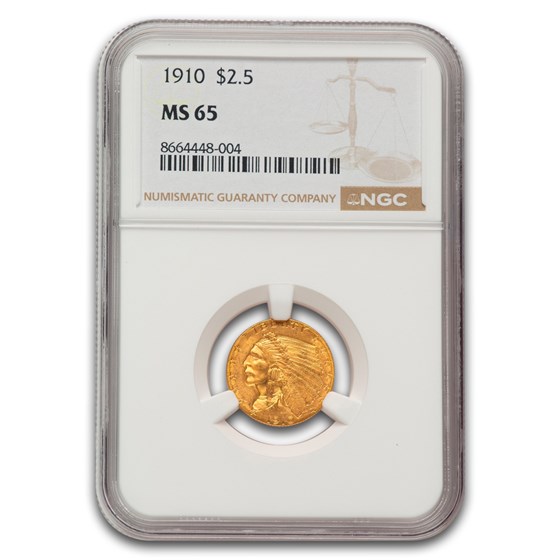 1910 $2.50 Indian Gold Quarter Eagle MS-65 NGC