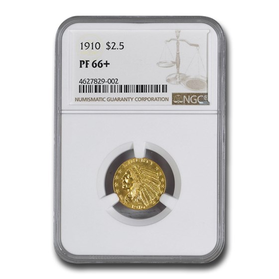 1910 $2.50 Indian Gold Quarter Eagle PF-66+ NGC 1910 $2.50 Indian Gold Quarter Eagle PF-66+ NGC