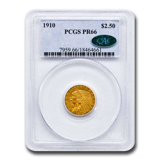 1910 $2.50 Indian Gold Quarter Eagle PR-66 PCGS CAC 1910 $2.50 Indian Gold Quarter Eagle PR-66 PCGS CAC