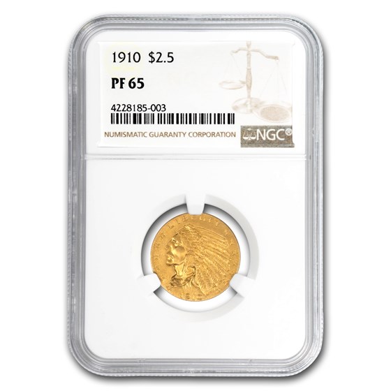 1910 $2.50 Indian Head Gold Quarter Eagle PF-65 NGC 1910 $2.50 Indian Head Gold Quarter Eagle PF-65 NGC